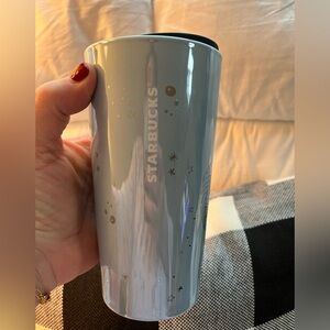 Starbucks Light Blue Tumbler with Silver Accents